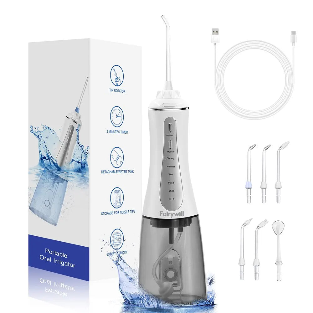 Oral Irrigator  Water Flosser 5 Modes Portable Dental Water Jet 350ML Water Tank Teeth Cleaner USB Charge Waterproof